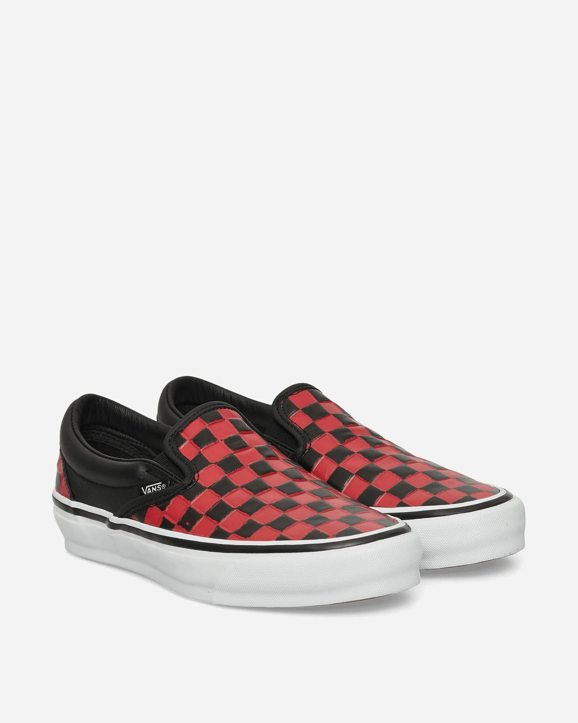 Classic Slip-On 98 Leather Check Vibram Sneakers Black / Racing Red