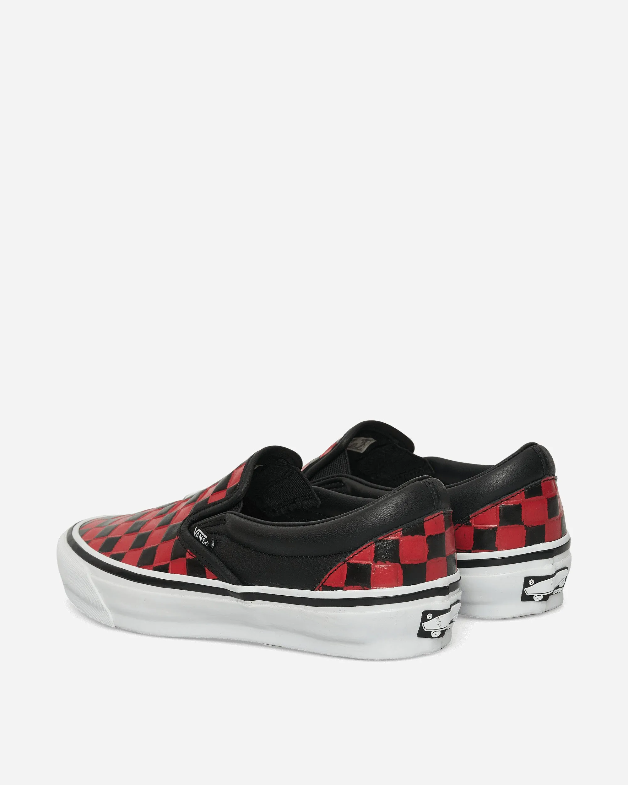 Classic Slip-On 98 Leather Check Vibram Sneakers Black / Racing Red