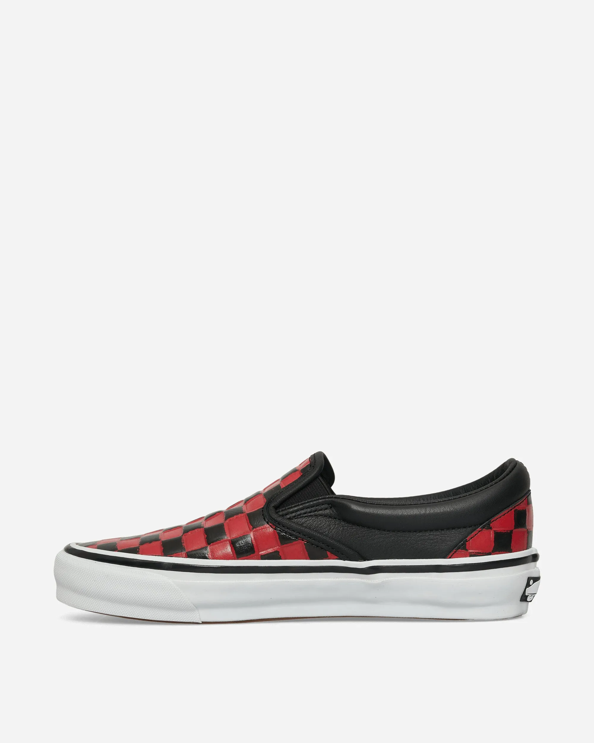 Classic Slip-On 98 Leather Check Vibram Sneakers Black / Racing Red