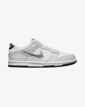 NIKE DUNK LOW GS NEXT NATURE WHITE GREY GLITCH SWOOSH